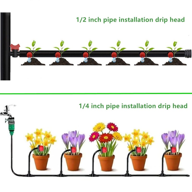 PRUNkuar 200Pcs 360 Degree Adjustable Irrigation Drippers Sprinklers, 1/4 Inch Emitters Drip for Watering System - Image 5